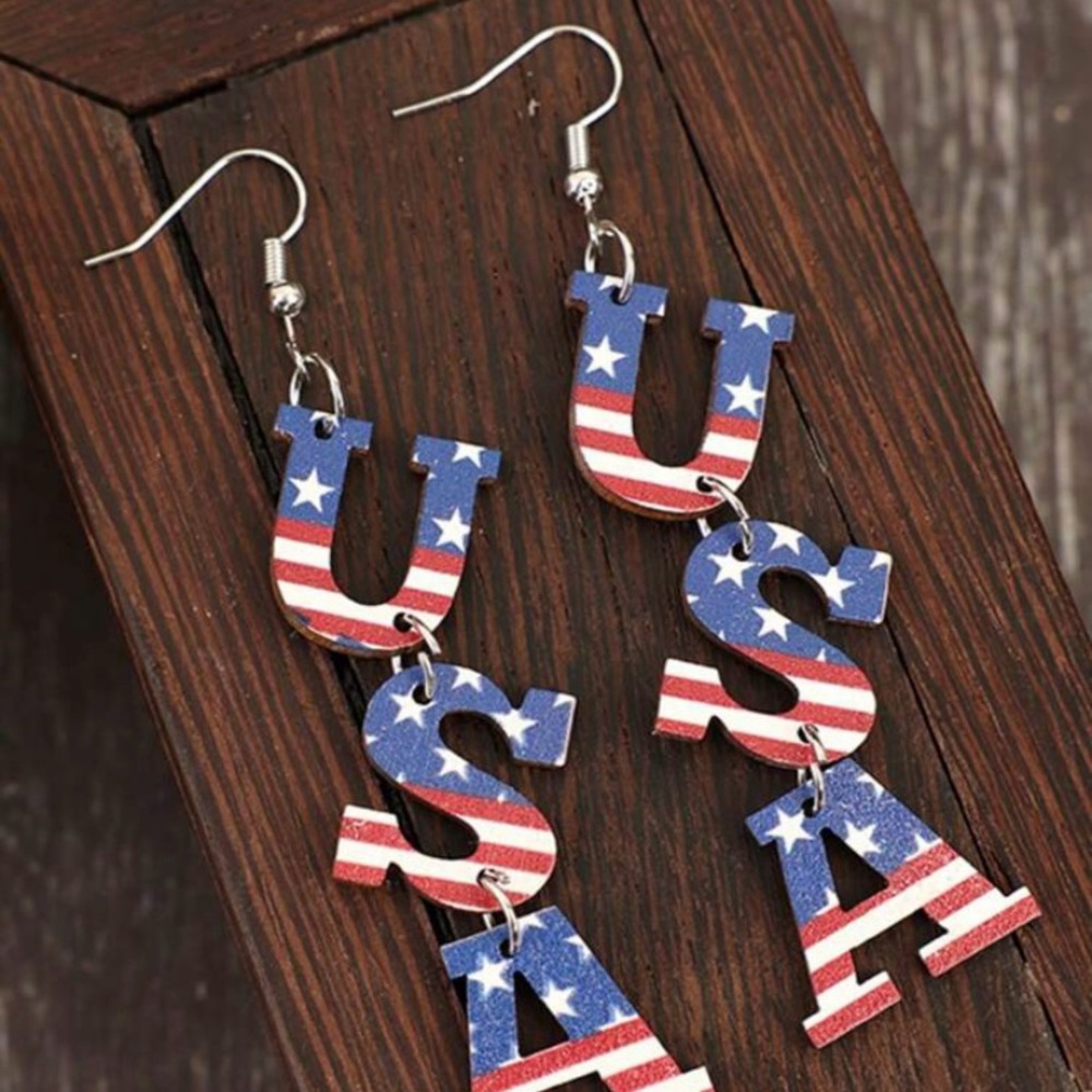 Patriotic USA Flag Earrings
